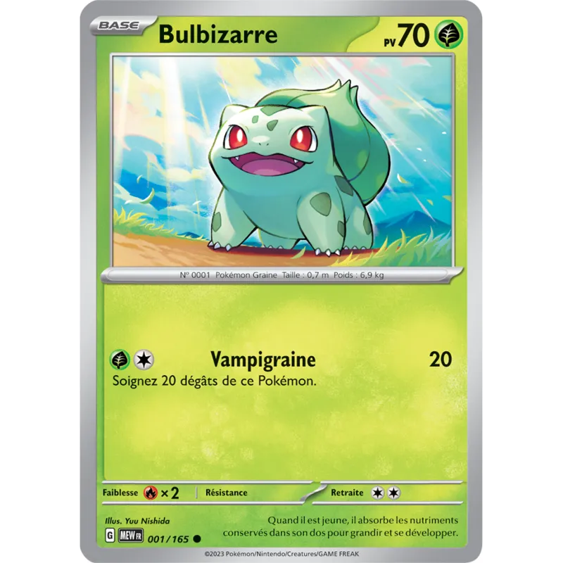 Carte Pokémon Neuve - Bulbizarre 001/165 - Commune - EV03.5 - 151 - Sortie de Booster