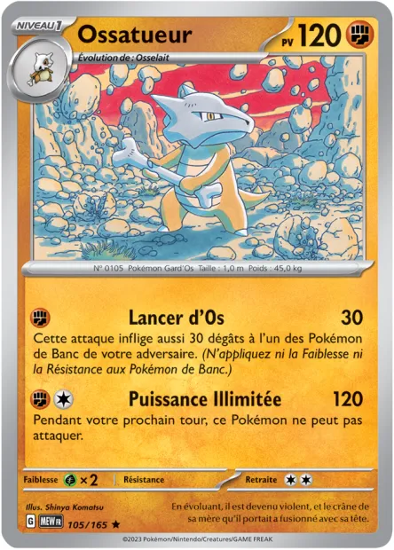 Carte Pokémon Neuve - Ossatueur 105/165 - Rare - EV03.5 - 151 - Sortie de Booster