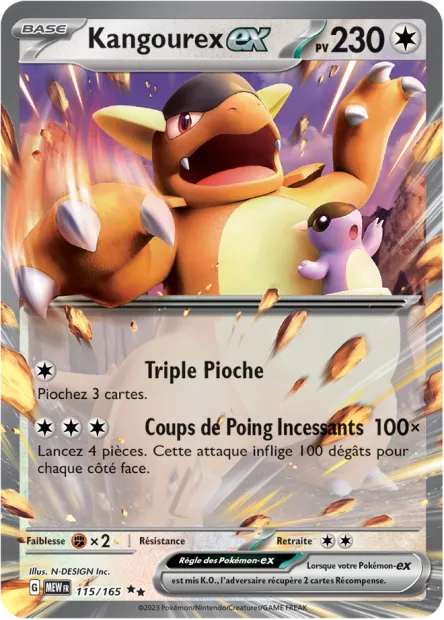 Carte Pokémon Neuve - Kangourex EX 115/165 - Double Rare - EV03.5 - 151 - Sortie de Booster