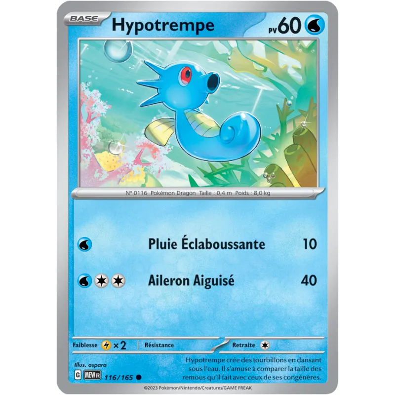 Carte Pokémon Neuve - Hypotrempe 116/165 - Commune - EV03.5 - 151 - Sortie de Booster