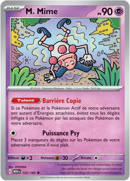 Carte Pokémon Neuve - M. Mime 122/165 - Rare - EV03.5 - 151 - Sortie de Booster