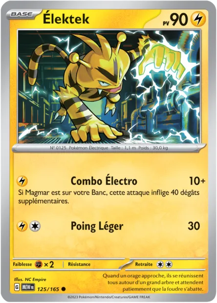 Carte Pokémon Neuve - Élektek 125/165 - Commune - EV03.5 - 151 - Sortie de Booster