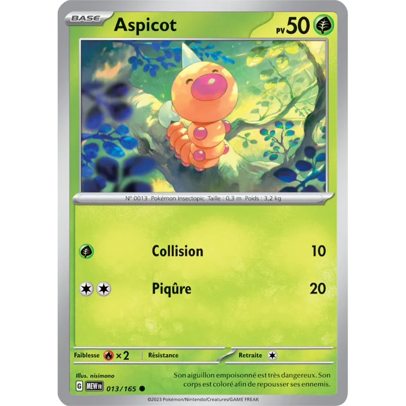 Carte Pokémon Neuve - Aspicot 013/165 - Commune - EV03.5 - 151 - Sortie de Booster