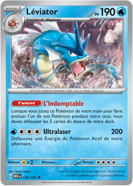 Carte Pokémon Neuve - Léviator 130/165 - Rare - EV03.5 - 151 - Sortie de Booster