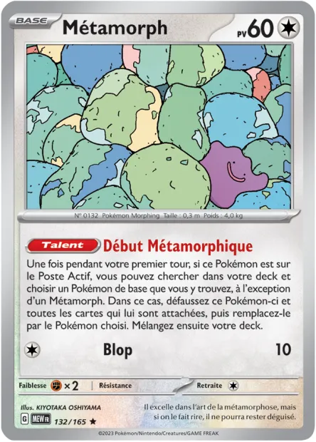 Carte Pokémon Neuve - Métamorph 132/165 - Rare - EV03.5 - 151 - Sortie de Booster