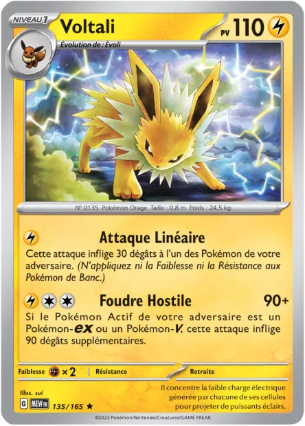Carte Pokémon Neuve - Voltali 135/165 - Rare - EV03.5 - 151 - Sortie de Booster