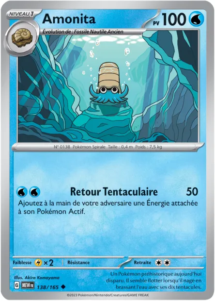 Carte Pokémon Neuve - Amonita 138/165 - Peu Commune - EV03.5 - 151 - Sortie de Booster