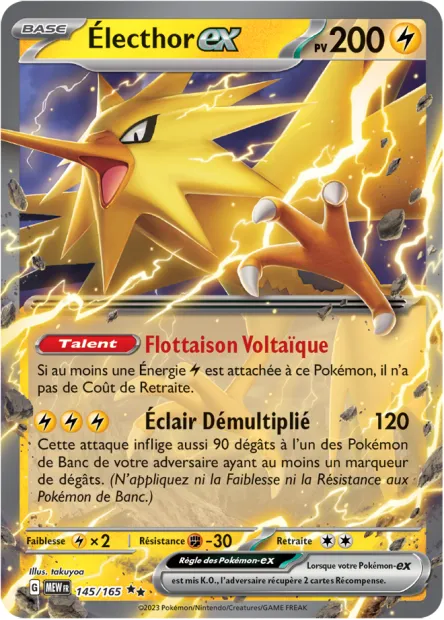 Carte Pokémon Neuve - Électhor EX 145/165 - Double Rare - EV03.5 - 151 - Sortie de Booster