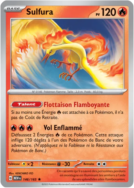 Carte Pokémon Neuve - Sulfura 146/165 - Rare - EV03.5 - 151 - Sortie de Booster