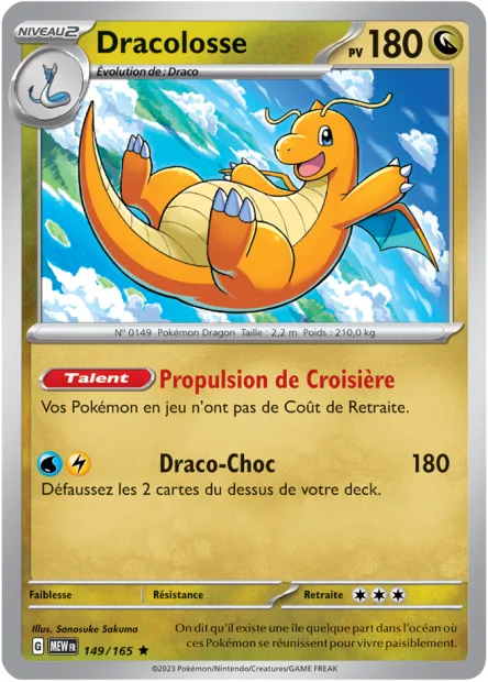Carte Pokémon Neuve - Dracolosse 149/165 - Rare - EV03.5 - 151 - Sortie de Booster
