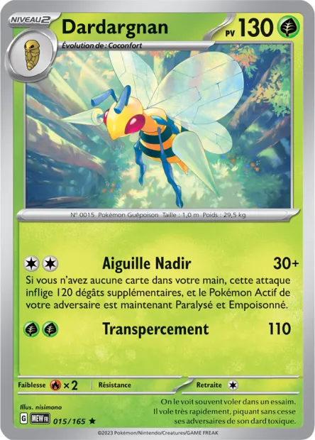 Carte Pokémon Neuve - Dardargnan 015/165 - Rare - EV03.5 - 151 - Sortie de Booster