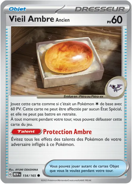Carte Pokémon Neuve - Vieil Ambre Ancien 154/165 - Commune - EV03.5 - 151 - Sortie de Booster