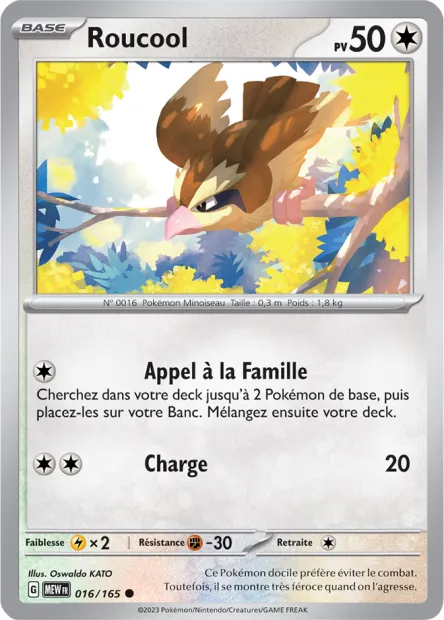 Carte Pokémon Neuve - Roucool 016/165 - Commune - EV03.5 - 151 - Sortie de Booster