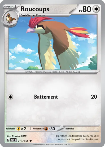 Carte Pokémon Neuve - Roucoups 017/165 - Commune - EV03.5 - 151 - Sortie de Booster