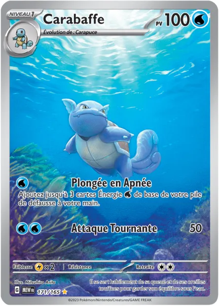 Carte Pokémon Neuve - Carabaffe 171/165 - Illustration Rare - EV03.5 - 151 - Sortie de Booster