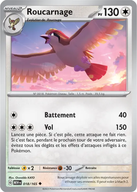 Carte Pokémon Neuve - Roucarnage 018/165 - Peu Commune - EV03.5 - 151 - Sortie de Booster