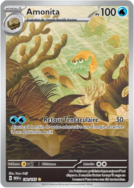 Carte Pokémon Neuve - Amonita 180/165 - Illustration Rare - EV03.5 - 151 - Sortie de Booster