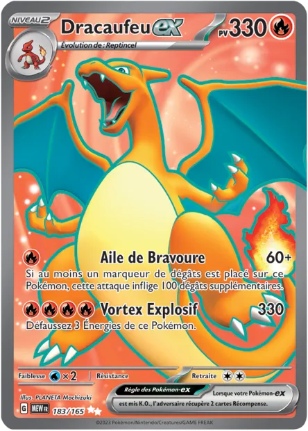 Carte Pokémon Neuve - Dracaufeu EX 183/165 - Ultra Rare - EV03.5 - 151 - Sortie de Booster