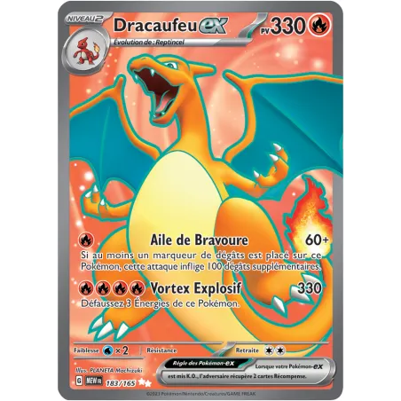 Carte Pokémon Neuve - Dracaufeu EX 183/165 - Ultra Rare - EV03.5 - 151 - Sortie de Booster
