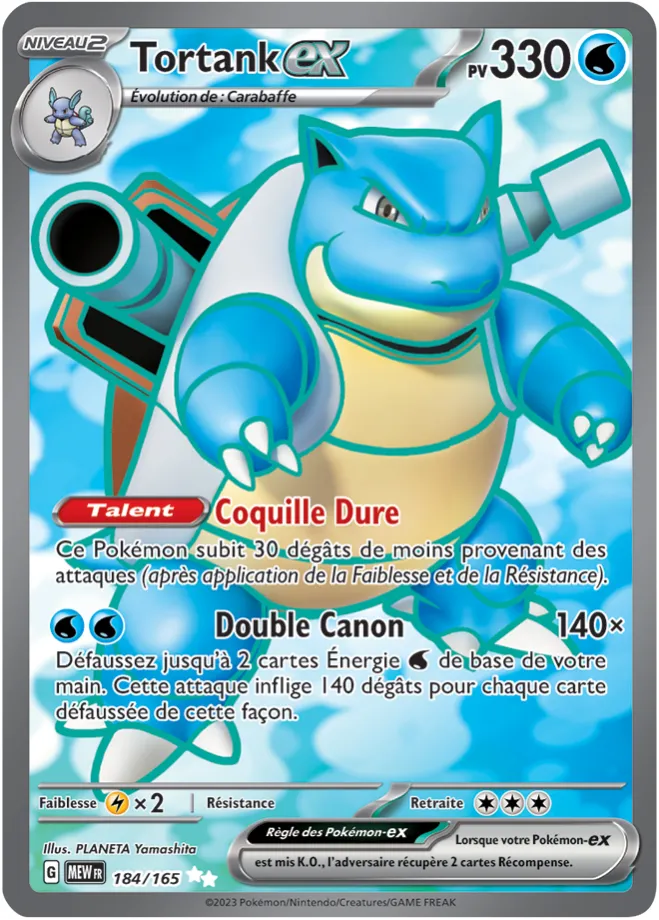 Carte Pokémon Neuve - Tortank EX 184/165 - Ultra Rare - EV03.5 - 151 - Sortie de Booster
