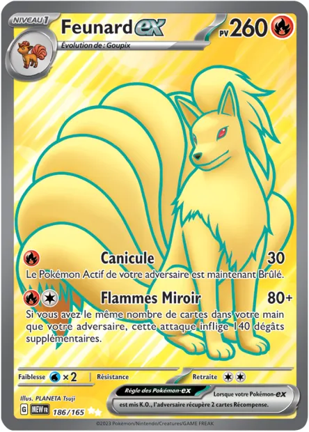 Carte Pokémon Neuve - Feunard EX 186/165 - Ultra Rare - EV03.5 - 151 - Sortie de Booster