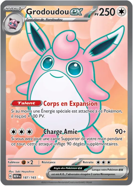 Carte Pokémon Neuve - Grodoudou EX 187/165 - Ultra Rare - EV03.5 - 151 - Sortie de Booster