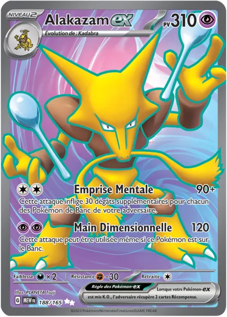 Carte Pokémon Neuve - Alakazam EX 188/165 - Ultra Rare - EV03.5 - 151 - Sortie de Booster