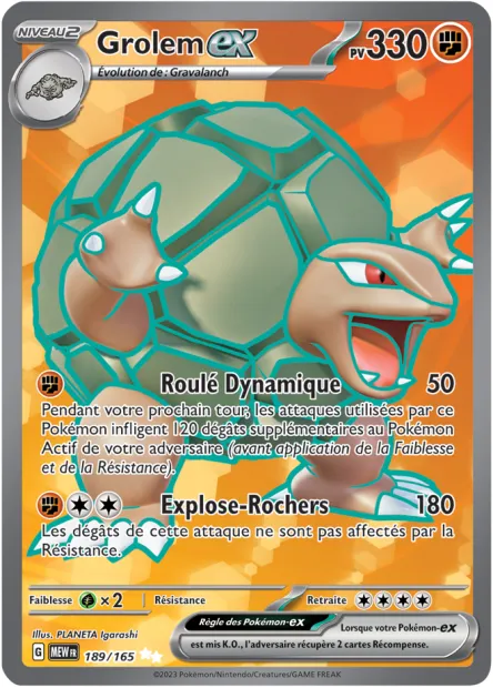 Carte Pokémon Neuve - Grolem EX 189/165 - Ultra Rare - EV03.5 - 151 - Sortie de Booster