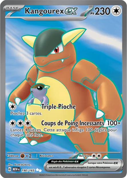 Carte Pokémon Neuve - Kangourex EX 190/165 - Ultra Rare - EV03.5 - 151 - Sortie de Booster