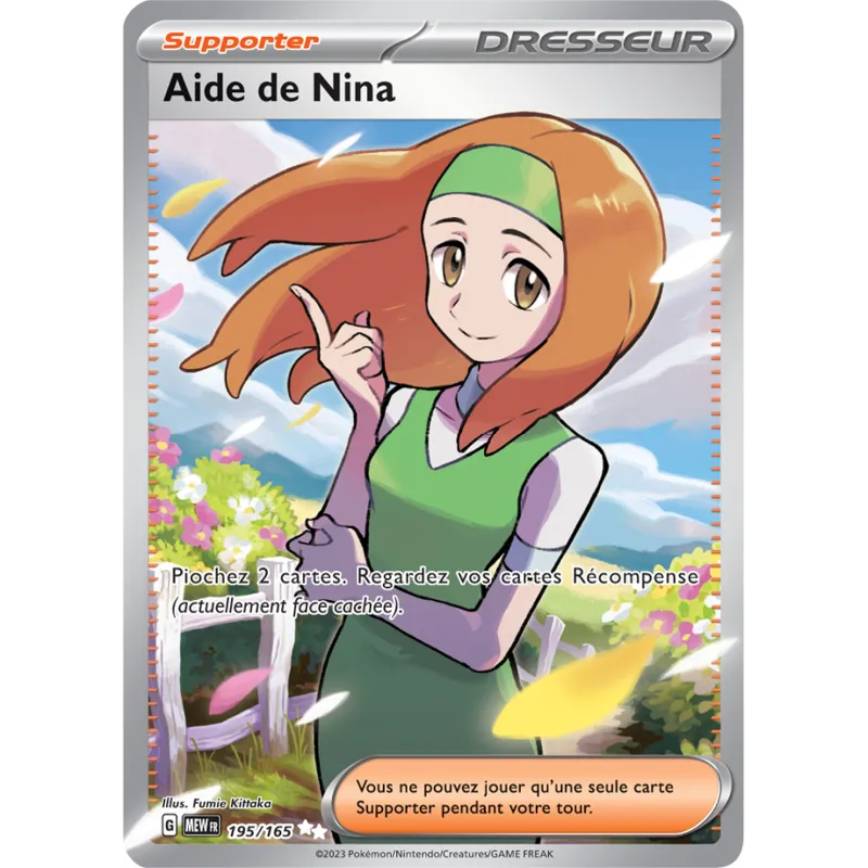 Carte Pokémon Neuve - Aide de Nina 195/165 - Ultra Rare - EV03.5 - 151 - Sortie de Booster