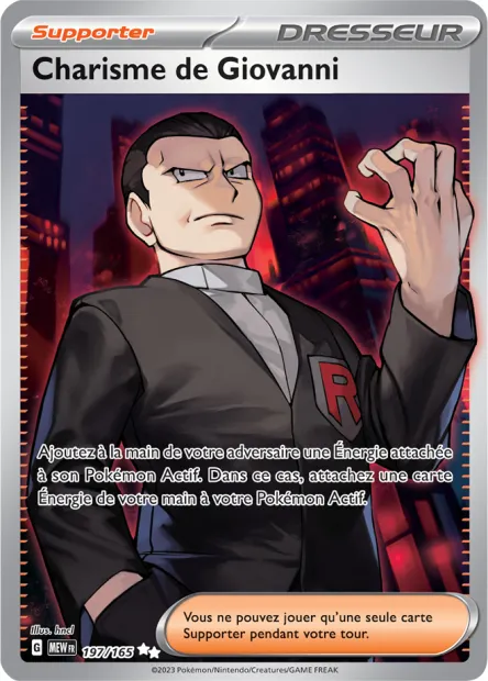 Carte Pokémon Neuve - Charisme de Giovanni 197/165 - Ultra Rare - EV03.5 - 151 - Sortie de Booster