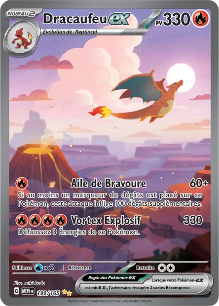 Carte Pokémon Neuve - Dracaufeu EX 199/165 - Illustration Spéciale Rare - EV03.5 - 151 - Sortie de Booster