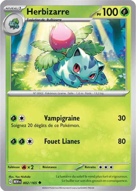 Carte Pokémon Neuve - Herbizarre 002/165 - Peu Commune - EV03.5 - 151 - Sortie de Booster