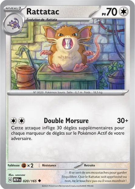Carte Pokémon Neuve - Rattatac 020/165 - Peu Commune - EV03.5 - 151 - Sortie de Booster