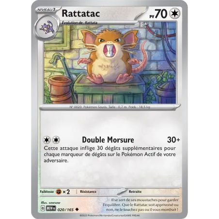 Carte Pokémon Neuve - Rattatac 020/165 - Peu Commune - EV03.5 - 151 - Sortie de Booster