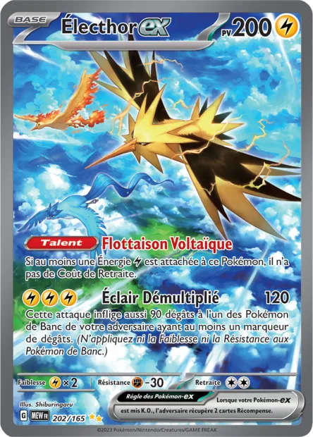 Carte Pokémon Neuve - Électhor EX 202/165 - Illustration Spéciale Rare - EV03.5 - 151 - Sortie de Booster