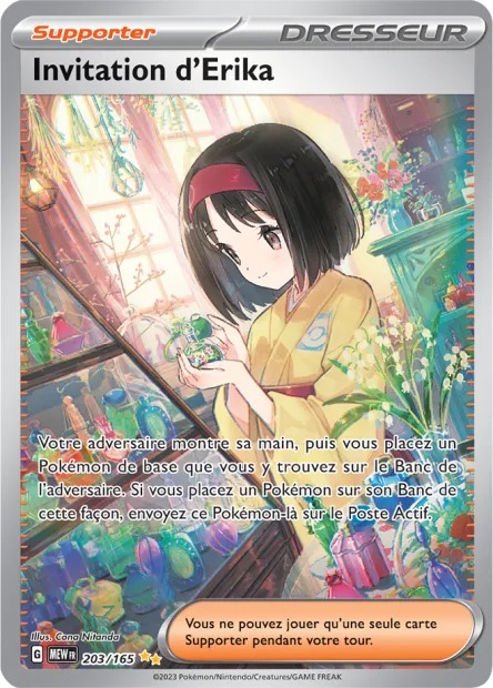 Carte Pokémon Neuve - Invitation d'Erika 203/165 - Illustration Spéciale Rare - EV03.5 - 151 - Sortie de Booster