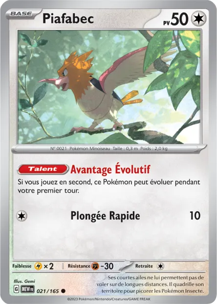 Carte Pokémon Neuve - Piafabec 021/165 - Commune - EV03.5 - 151 - Sortie de Booster