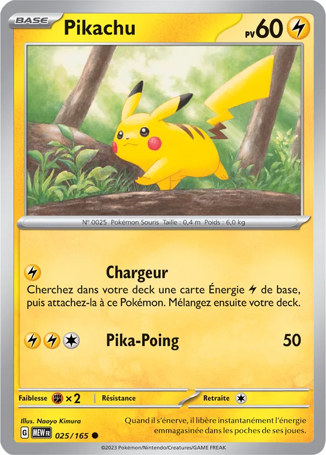 Carte Pokémon Neuve - Pikachu 025/165 - Commune - EV03.5 - 151 - Sortie de Booster