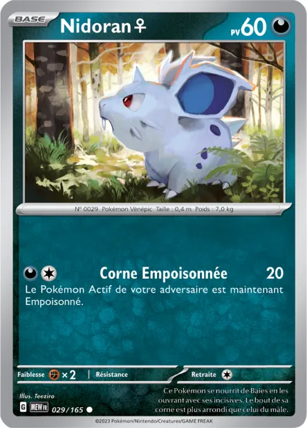 Carte Pokémon Neuve - Nidoran? 029/165 - Commune - EV03.5 - 151 - Sortie de Booster
