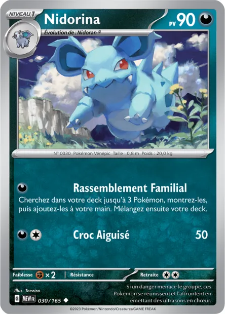 Carte Pokémon Neuve - Nidorina 030/165 - Peu Commune - EV03.5 - 151 - Sortie de Booster