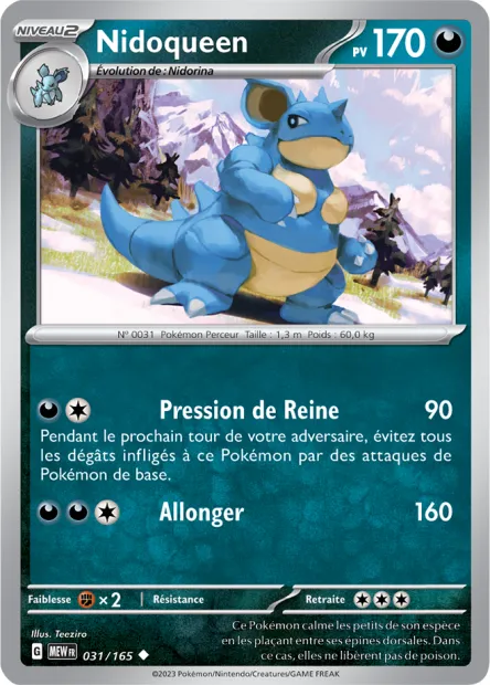 Carte Pokémon Neuve - Nidoqueen 031/165 - Peu Commune - EV03.5 - 151 - Sortie de Booster