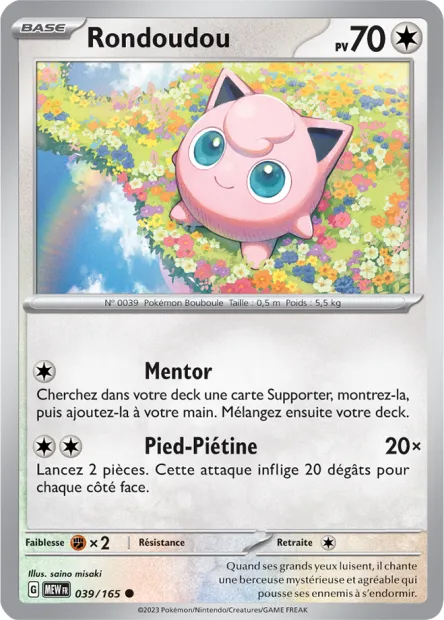 Carte Pokémon Neuve - Rondoudou 039/165 - Commune - EV03.5 - 151 - Sortie de Booster