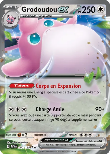Carte Pokémon Neuve - Grodoudou EX 040/165 - Double Rare - EV03.5 - 151 - Sortie de Booster