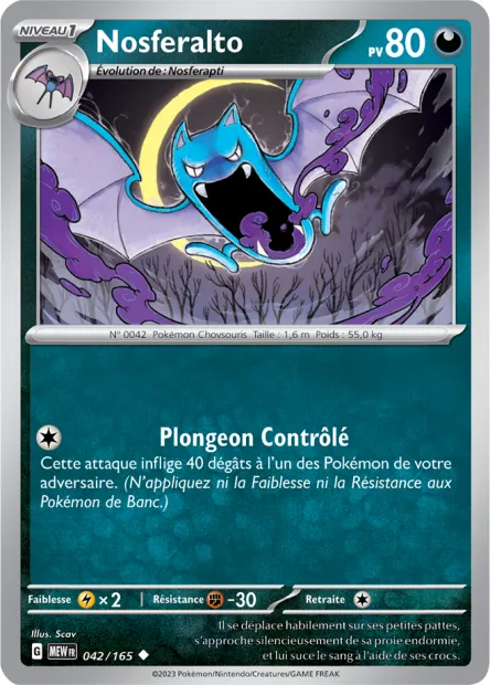 Carte Pokémon Neuve - Nosferalto 042/165 - Peu Commune - EV03.5 - 151 - Sortie de Booster