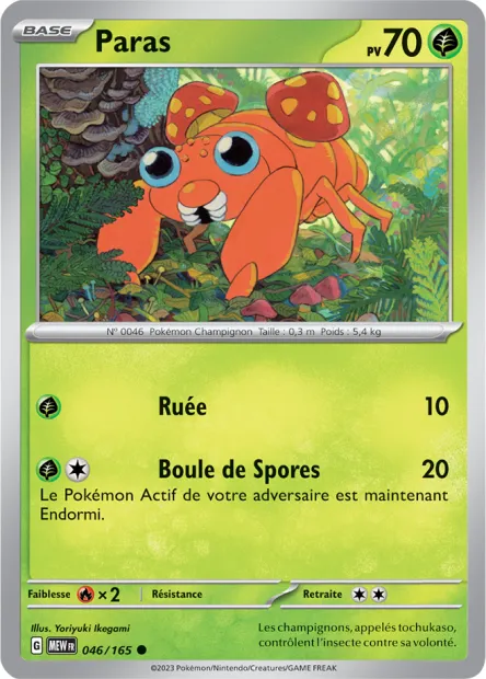 Carte Pokémon Neuve - Paras 046/165 - Commune - EV03.5 - 151 - Sortie de Booster