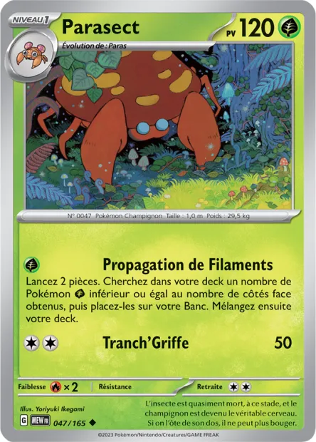 Carte Pokémon Neuve - Parasect 047/165 - Peu Commune - EV03.5 - 151 - Sortie de Booster