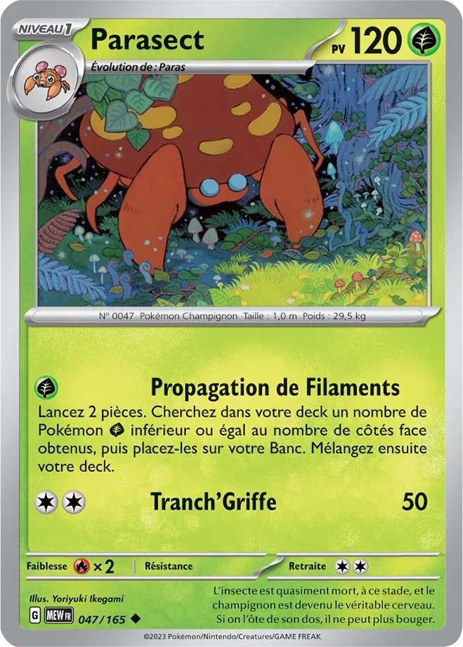 Carte Pokémon Neuve - Parasect 047/165 - Peu Commune - EV03.5 - 151 - Sortie de Booster