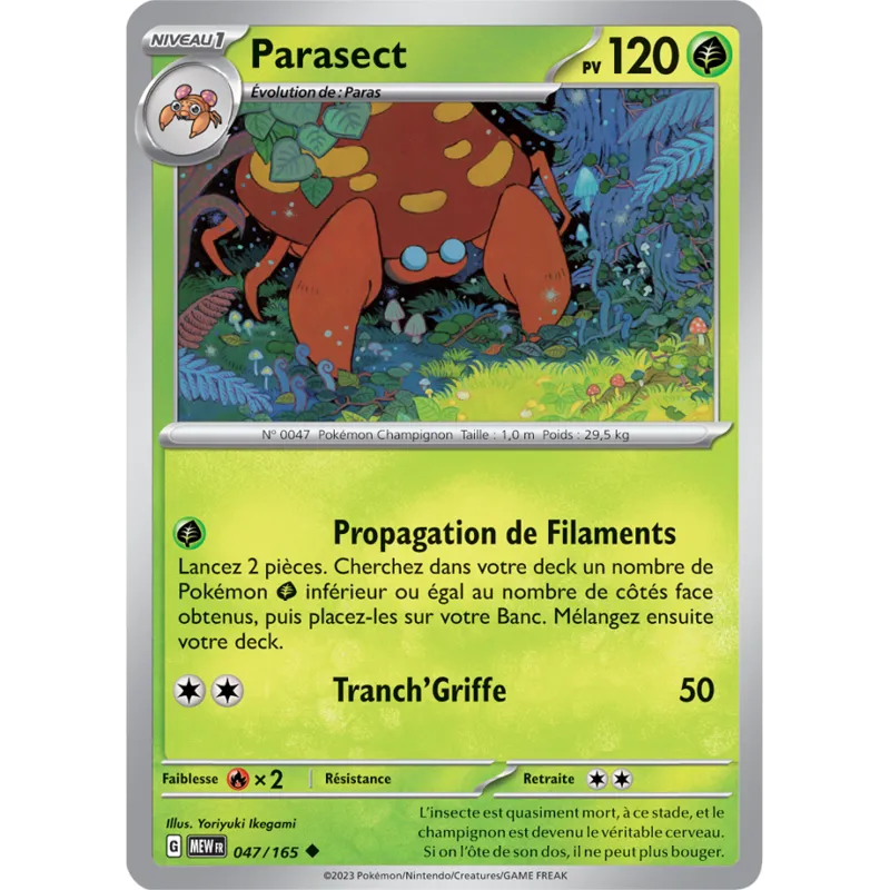 Carte Pokémon Neuve - Parasect 047/165 - Peu Commune - EV03.5 - 151 - Sortie de Booster