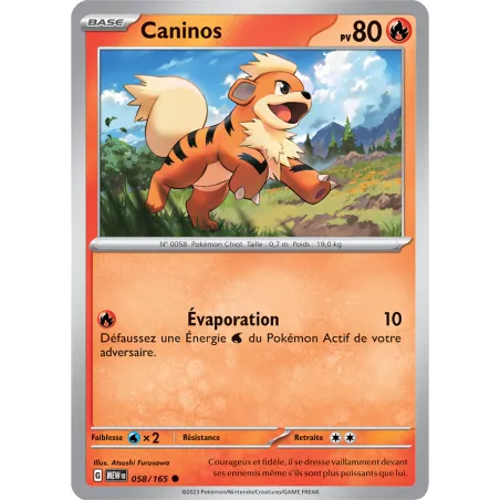Carte Pokémon Neuve - Caninos 058/165 - Commune - EV03.5 - 151 - Sortie de Booster